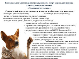 Акция «Протяни руку лапам» Акция «Протяни руку лапам».